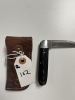 POCKET KNIVES - CUSTOM HANDMADE DAMASCUS STEEL - RESIN HANDLE - LAMINATED LEATHER SHEATH - 2