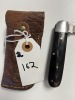 POCKET KNIVES - CUSTOM HANDMADE DAMASCUS STEEL - RESIN HANDLE - LAMINATED LEATHER SHEATH - 4