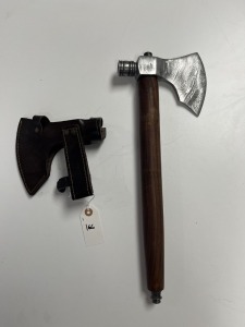 AXES - CUSTOM HANDMADE DAMASCUS STEEL - WOOD HANDLE - LAMINATED LEATHER SHEATH