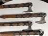 AXES - CUSTOM HANDMADE DAMASCUS STEEL - WOOD HANDLE WITH LEATHER GRIP - DESIGN - LAMINATED LEATHER SHEATH - 2