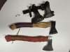 AXES - CUSTOM HANDMADE DAMASCUS STEEL - WOOD HANDLE WITH LEATHER GRIP - 1- VIKING DESIGN - LAMINATED LEATHER SHEATH