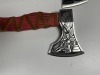 AXES - CUSTOM HANDMADE DAMASCUS STEEL - WOOD HANDLE WITH LEATHER GRIP - 1- VIKING DESIGN - LAMINATED LEATHER SHEATH - 2
