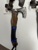 AXES - CUSTOM HANDMADE DAMASCUS STEEL - WOOD HANDLE WITH LEATHER GRIP - DESIGN - LAMINATED LEATHER SHEATH - 2