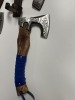 AXES - CUSTOM HANDMADE DAMASCUS STEEL - WOOD HANDLE WITH LEATHER GRIP - DESIGN - LAMINATED LEATHER SHEATH - 3