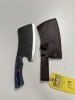 7'' CLEAVER - CUSTOM HANDMADE DAMASCUS STEEL - PAKKA WOOD HANDLE - LAMINATED LEATHER SHEATH