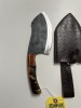 7'' CLEAVER - CUSTOM HANDMADE DAMASCUS STEEL - PAKKA WOOD & RESIN HANDLE - LAMINATED LEATHER SHEATH - 2