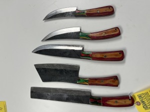 ASSORTED CHEF KNIVES - CUSTOM HANDMADE DAMASCUS STEEL - PAKKA WOOD HANDLE