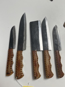 ASSORTED CHEF KNIVES - CUSTOM HANDMADE DAMASCUS STEEL - PAKKA WOOD HANDLE