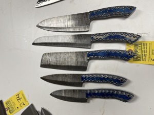 ASSORTED CHEF KNIVES - CUSTOM HANDMADE DAMASCUS STEEL - PAKKA WOOD HANDLE