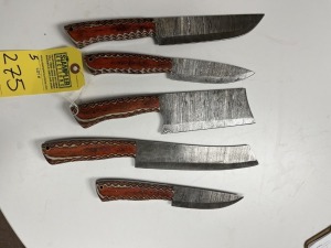 ASSORTED CHEF KNIVES - CUSTOM HANDMADE DAMASCUS STEEL - PAKKA WOOD HANDLE