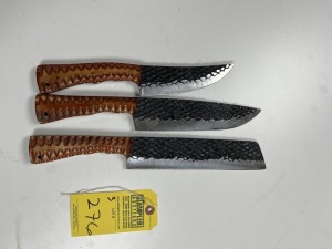 ASSORTED CHEF KNIVES - CUSTOM HANDMADE DAMASCUS STEEL - PAKKA WOOD HANDLE