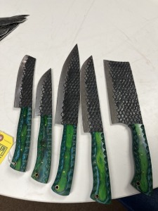 ASSORTED CHEF KNIVES - CUSTOM HANDMADE DAMASCUS STEEL - PAKKA WOOD HANDLE