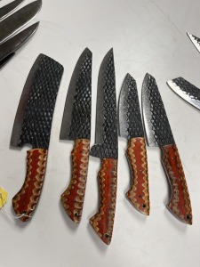 ASSORTED CHEF KNIVES - CUSTOM HANDMADE DAMASCUS STEEL - PAKKA WOOD HANDLE