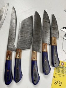 ASSORTED CHEF KNIVES - CUSTOM HANDMADE DAMASCUS STEEL - PAKKA WOOD HANDLE