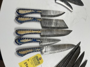 ASSORTED CHEF KNIVES - CUSTOM HANDMADE DAMASCUS STEEL - PAKKA WOOD HANDLE