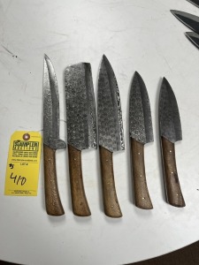 ASSORTED CHEF KNIVES - CUSTOM HANDMADE DAMASCUS STEEL - WOOD HANDLE