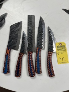 ASSORTED CHEF KNIVES - CUSTOM HANDMADE DAMASCUS STEEL - PAKKA WOOD HANDLE