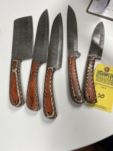 ASSORTED CHEF KNIVES - CUSTOM HANDMADE DAMASCUS STEEL - PAKKA WOOD HANDLE