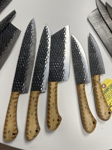 ASSORTED CHEF KNIVES - CUSTOM HANDMADE DAMASCUS STEEL - PAKKA WOOD HANDLE