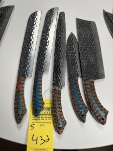 ASSORTED CHEF KNIVES - CUSTOM HANDMADE DAMASCUS STEEL - PAKKA WOOD HANDLE