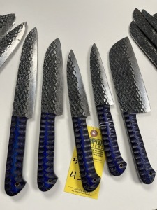 ASSORTED CHEF KNIVES - CUSTOM HANDMADE DAMASCUS STEEL - PAKKA WOOD HANDLE
