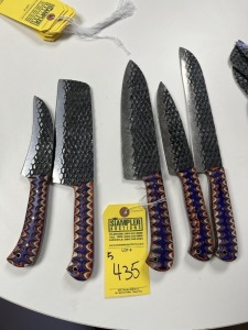 ASSORTED CHEF KNIVES - CUSTOM HANDMADE DAMASCUS STEEL - PAKKA WOOD HANDLE