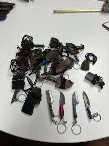 ASSORTED MINIATURE KNIVES - APPROXIMATELY 2'' - KEYCHAIN / NECKLACE WITH SHEATH