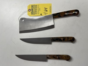 ASSORTED CHEF KNIVES - CUSTOM HANDMADE DAMASCUS STEEL - RESIN HANDLE