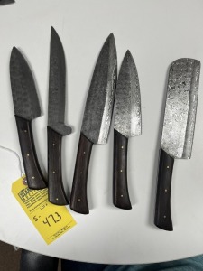 ASSORTED CHEF KNIVES - CUSTOM HANDMADE DAMASCUS STEEL - WOOD HANDLE