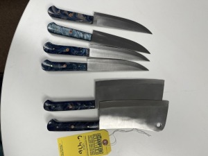 ASSORTED CHEF KNIVES - CUSTOM HANDMADE DAMASCUS STEEL - RESIN HANDLE