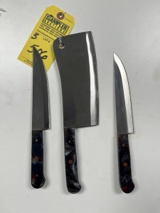 ASSORTED CHEF KNIVES - CUSTOM HANDMADE DAMASCUS STEEL - RESIN HANDLE