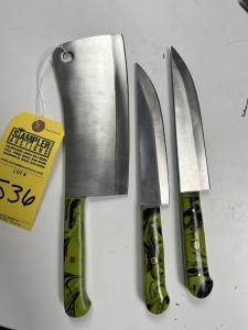 ASSORTED CHEF KNIVES - CUSTOM HANDMADE DAMASCUS STEEL - RESIN HANDLE