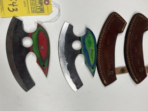 4'' HUNTING & SKINNING KNIFE - CUSTOM HANDMADE DAMASCUS STEEL - PAKKA WOOD HANDLE - LAMINATED LEATHER SHEATH