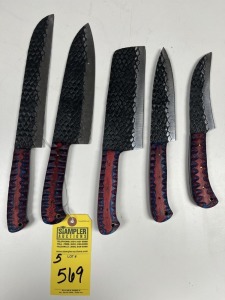 ASSORTED CHEF KNIVES - CUSTOM HANDMADE DAMASCUS STEEL - PAKKA WOOD HANDLE