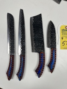 ASSORTED CHEF KNIVES - CUSTOM HANDMADE DAMASCUS STEEL - PAKKA WOOD HANDLE