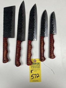 ASSORTED CHEF KNIVES - CUSTOM HANDMADE DAMASCUS STEEL - PAKKA WOOD HANDLE