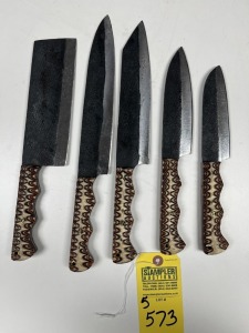 ASSORTED CHEF KNIVES - CUSTOM HANDMADE DAMASCUS STEEL - PAKKA WOOD HANDLE