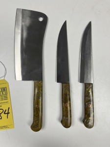 ASSORTED CHEF KNIVES - CUSTOM HANDMADE DAMASCUS STEEL - RESIN HANDLE