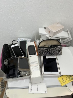 LOT ASSORTED ITEMS - PHONES, APPLE PENCIL, CORDS, EARPODS, ETC