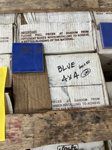 APPROXIMATE SQUARE FEET - CERAMICA LASA CERAMIC TILE - MADE IN MEXICO - COLONIAL PEACH 6x6 / COLONIAL BLUE 4x4 (1 PALLET)