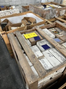 LOT ASSORTED - CERAMIC TILE / INSERTS - SOUTHWEST DESIGN 4x4 / BLUE 4x4 / WHITE CORD TRIM 6'' / CUSTOM INSERTS / OVERLAYS / MORE (2 PALLETS)
