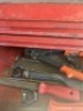 ASSORTED TOOL BOXES WITH TOOLS / PARTS - RUBBERMAID ON WHEELS / ALL AMERICAN / CRAFTSMAN - 8