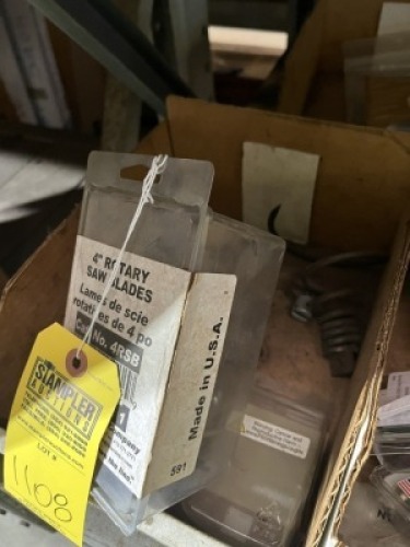 LOT ASSORTED PIECES - ROTARY SAW BLADES, SMALL RETRIEVAL TOOL, GFCI's, ETC