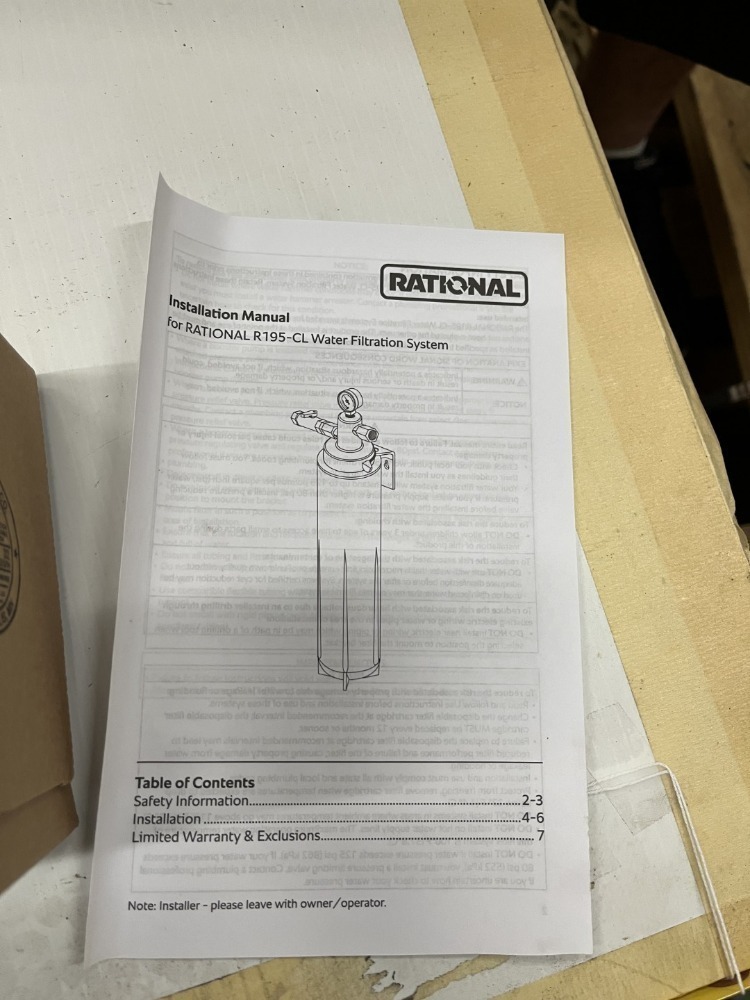 RATIONAL R95-CL WATER FILTRATION SYSTEM (NEW IN BOX)