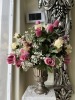 STONE-LIKE PEDESTAL WITH ARTIFICIAL FLOWERS - 3