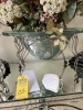 METAL STAND WITH GLASS BOWL WITH ARTIFICIAL FLOWERS - 2
