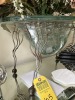 METAL STAND WITH GLASS BOWL WITH ARTIFICIAL FLOWERS - 3