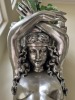SILVER LEAF PILASTER LADY SCULPTURE - 8' TALL - 2