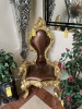 GOLD-TONE JAGUAR THRONE CHAIR WITH BROWN ALLIGATOR-LOOK SEAT (DAMAGE TO BACK)