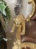 GOLD-TONE JAGUAR THRONE CHAIR WITH BROWN ALLIGATOR-LOOK SEAT (DAMAGE TO BACK) - 2